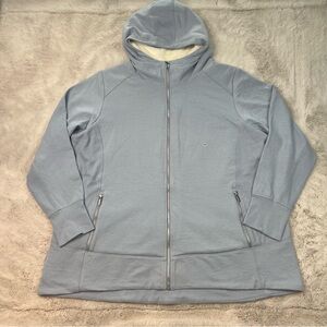 Eddie Bauer Full Zip Hoodie Sweatshirt Fuzzy Faux Fur Lining Plus Size 3X Blue